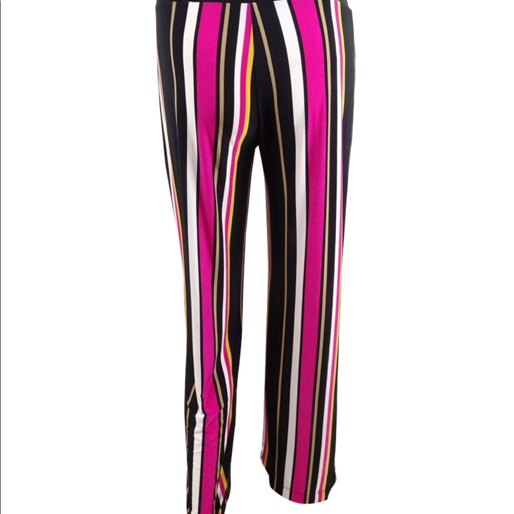 INC Womens Black Striped Wide Leg Pants - Picture 5 of 12